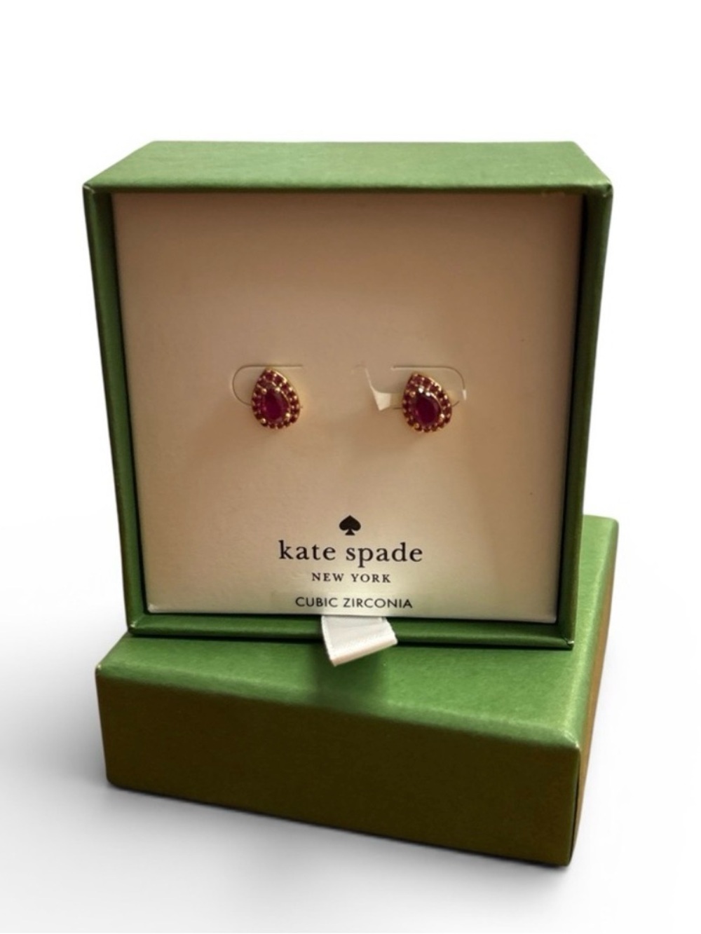 kate spade Gold-Trim Pink Teardrop Crystal Stud Earrings - Picture 2 of 3
